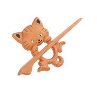 IWOWHERO Broche En Bois Motif Chat Vintage Épingle à Châle En Bambou Légère Accessoire Femme Pour Pull Écharpe Foulard Broche Costume Originale Élégante