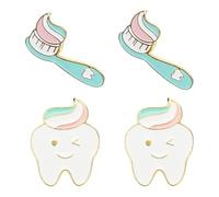 IWOWHERO Broches en Alliage et Brosse à Dents Émaillées Forme de Dent Lot de 4 Apportant un Style Créatif et Ludique Lors de Fêtes pour Paquet à Dos aux Vêtements