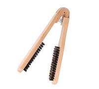IWOWHERO Brosse à Lisser Double Face Avec Peigne Intégré Pour Cheveux Lisses Et Coiffage Facile Manche Bois Naturel