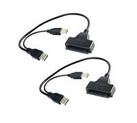 IWOWHERO Câble Adaptateur Usb Vers Disque Dur 2,5 Pouces 2 Pièces Pour Ordinateur, Connexion Usb Double Port Alimentation Auxiliaire, Convertisseur De Disque Dur Externe Compatible Pc Portable Bleu