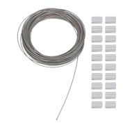 IWOWHERO Câble en Acier Inoxydable 304 1,5 Mm X 30 M avec Manchons en Aluminium Sertis - Kit Câble Métallique Souple et Malléable pour Garde-corps de Terrasse, Corde à Linge et Clôture