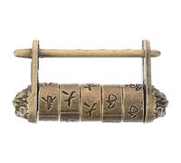 IWOWHERO Cadenas à Combinaison Ancien en Métal Petit Format Caractères Chinois Codés Serrure Rétro pour Boîte à Bijoux Tiroir et Armoire Verrou Vintage Portable et Décoratif
