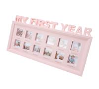 IWOWHERO Cadre Photo pour Bébé de Première Année 12 Mois Cadre Photo Souvenirs de Croissance Bébé Rose pour Affichage Mural et Pose sur Table