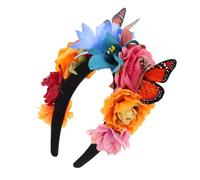 IWOWHERO Carnival Floral Headpiece with Butterflies Charming Flower Headband for Women for Garden Parties Proms and Themed Events