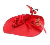 IWOWHERO Chapeau Bibi En Paille Pour Femme Avec Pince Et Fleur Pour Un Goûter Ou Un Mariage