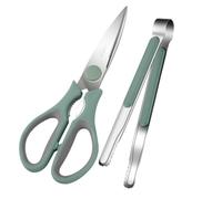 IWOWHERO Ciseaux de Cuisine Bbq Acier Inoxydable avec Pince Alimentaire Anti-dérapante pour Barbecue et Découpe de Viande Ensemble Vert