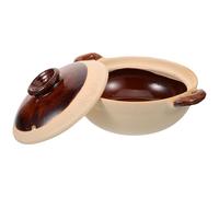 IWOWHERO Cocotte Terre Cuite avec Couvercle Faitout Cuisson Maison Résistant Haute Température Marmite Argile Traditionnelle pour Ragoût et Plats Mijotés pour Personne