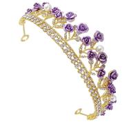 IWOWHERO Coiffe Féminine Mariage en Cristal Violet Couvre-Chefs Décoratif Éléments Floraux Bandeau Léger et Réutilisable pour Accessoires Cheveux Mariée Fête et Photographie