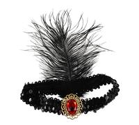 IWOWHERO Coiffe Flapper Headwear Party Sequined Flapper Headband 20S Hair Costume Accessory 1920S Costume Headband Fringed 1920S Headpiece Red Plastic