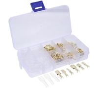 IWOWHERO Connecteurs à Sertir Mâles et Femelles 135 Pièces Cosses Plates en Acier Cuivre Plaqué Tailles 28/48/63 MM Kit de Connecteurs Électriques pour Câblage Automobile