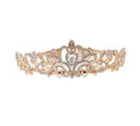 IWOWHERO couronne de cheveux costume femme robe gala tenue de soiree couronne avec peigne couronne de mariée couvre-chef de couronne de mariage couvre-chef couronne alliage Golden
