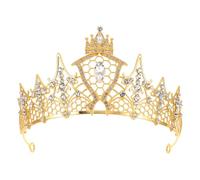 IWOWHERO Couronne de mariage - Diadème en cristal doré avec bandeau en alliage orné de strass pour la mariée, idéal pour une cérémonie de mariage, un bal de promo, une fête prénuptiale, un