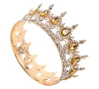 IWOWHERO Couronne de Mariée Baroque en Strass Cristal Diadème Goutte D’Eau Doré et Beige Pâle Serrage-Tête Élégante pour Mariage Bal Masqué et Anniversaire Accessoire Coiffure