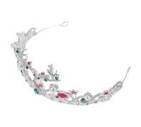IWOWHERO Couronne de Noël Alliage Léger avec Strass et Perles Diadème Cerf Argenté pour Costumes Festifs et Accessoires de Fête