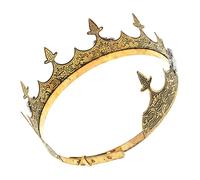 IWOWHERO Couronne Royale Homme Vintage en Métal Doré Antique, Accessoire de Costume pour Fêtes, Mariages et Anniversaires, Couronne Décorative Ajustable Unisexe pour Cosplay et Bals