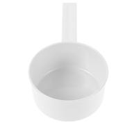 IWOWHERO Cuillère Doseuse pour Lessive en Fer, avec Crochet, Blanche | Mesure pour Grains et Poudre, Moulage Monobloc, Prise Ergonomique, Accessoire Suspendu, Gain de Place