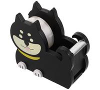 IWOWHERO Dévidoir de Ruban Adhésif en Bois Forme Chien Noir Petit Distributeur Portable pour Ruban Washi Coupe-Ruban Précis Accessoire Bureau Créatif et Décoration Maison pour Loisirs
