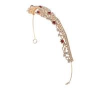 IWOWHERO Diadème d'Anniversaire pour Femme, Couronne Strass Rouge et Or, Serrage-Tête Tiare de Mariage, Accessoires Cheveux Fête, Bandeau de Reine Confortable, pour Bal, Cosplay et