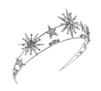 IWOWHERO diadème de diamant star de diadème faire la fête filles de mariée veille étoiles wedding decorations fiesta casque étoile pour femme diadèmes de mariée pour mariage alliage Silver