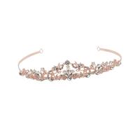 IWOWHERO Diadème de Mariage Vintage Cristal Couronne de Cheveux Rose pour Mariage et Fête Accessoire Élégant avec Design de Branches Vignes