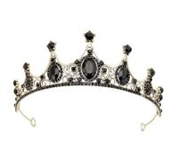 IWOWHERO Diadème Noir pour Femmes Couronne de Mariage Strass Accessoire de Coiffure pour Banquet et Cérémonie Grand Diadème Élégant pour Bal de Promo et Fêtes