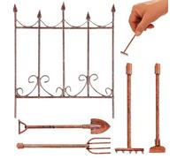 IWOWHERO Ensemble 5 Pièces D’Outils de Jardin Miniature Râteau Pelle Bêche Décor Paysager Maison de Poupée Accessoires Jardinage 5 Cm Hauteur Usage Décoratif Modèle Agricole