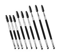 IWOWHERO Ensemble de 9 Pinceaux à Sourcils Professionnels Double Embout en Bois Brosse Biseautée et Goupillon Poils Doux Précis Format Voyage pour Maquillage et Modelage des Sourcils