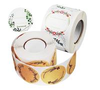 IWOWHERO Étiquettes Autocollantes en Papier Kraft Couronne de Plantes 2 Rouleaux Décoration Présents Mariage Anniversaire Enveloppes Paquet Fêtes Saisonnières