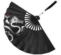 IWOWHERO Éventail Pliant Chinois Vintage en Soie Noir Léger Motif Traditionnel pour Décoration de Fête et Rangement Facile