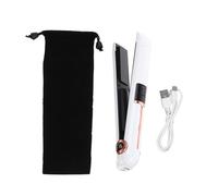 IWOWHERO Fer à Lisser et Boucler Sans Fil Outil Coiffure Portable Rechargeable Ergonomique et Multifonctionnel pour Cheveux Lisses et Bouclés Design Compact Blanc Crème
