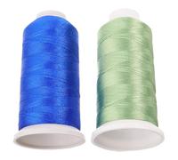 IWOWHERO Fil à Broder Polyester 1200 M Bobines Coniques 02 MM Bleu Roi et Bleu Ciel Fil à Coudre Élastique pour Machine à Broder Pompons et Projets DIY de Couture et Loisirs Créatifs