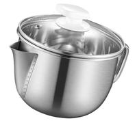 IWOWHERO Filtre à Graisse Inox 1000 Ml Couvercle - Bol Séparateur de Graisse pour Soupe et Bouillon - Passoire Intégrée Cuisine Domestique, Restauration et Usage Polyvalent