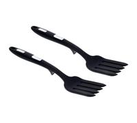 IWOWHERO Fourchette à Pâtes en Silicone Flexible 2 Pièces Noir et Blanc, Fourchette Ergonomique Cuisine Lavable, Ustensile Pratique pour Servir Pâtes et Salades, Accessoire de Table