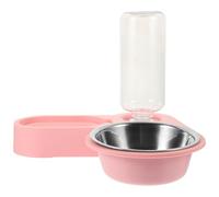 IWOWHERO Gamelle Double en Acier Inoxydable pour Chat, Pliable, Rose | Abs et Acier Inoxydable, Nettoyage Facile, Compatible Maison et Voyage, Conception sans Basculement