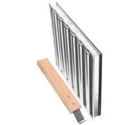 IWOWHERO Grill à Saucisses en Acier Inoxydable Manche en Bois pour Barbecue de Camping Extérieur Support Multi-Saucisses Portable