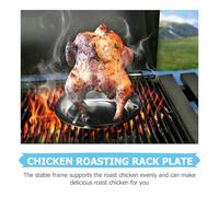 IWOWHERO Grille de Barbecue Portable en Acier Inoxydable Support à Poulet Rôti Multifonction Double Grille Amovible Surface Ronde Antiadhésive Structure Triangulaire Stable Cuisson