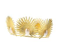 IWOWHERO hair charms hair toppers the crown diadème joyeux anniversaire gâteau or tenue casque de mariée délirer arc gâteau couronne dessus de gâteau de couronne de perle alliage Golden