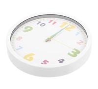 IWOWHERO Horloge Murale Éducative pour Garçon Fille avec Chiffres Arabes Colorés Silencieuse Design Moderne et Cartoon pour Chambre École et Maternelle