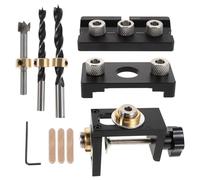 IWOWHERO Kit de Gabarit de Perçage pour Travail du Bois 10 Pièces - Positionneur Réglable avec Poinçon de Centrage Guide de Perçage en Métal Robuste Ensemble Complet pour Fabrication de