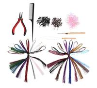 IWOWHERO Kit de Mèches Lumineuses Féeriques 93 CM 17 Couleurs 8 Outils Extensions de Cheveux Brillantes Résistantes à la Chaleur pour Femmes et Filles Coiffures Festives et Festivals