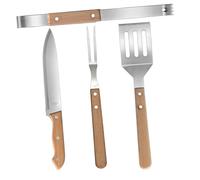 IWOWHERO Kit Ustensiles Barbecue Acier Inoxydable Manche Bois Spatule Fourchette Pince et Couteau Ergonomiques pour Grillades Extérieures Portable et Multifonction pour Camping et Pique-