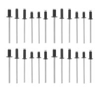 IWOWHERO Lot 120 Rivets Pop en Aluminium Noirs, Tête Plate Ouverture M2.4 M3 M3.2 M4, Rivets Longs Aveugles pour Fixation Intérieure et Extérieure, Boîte de Rangement Plastique Robuste,