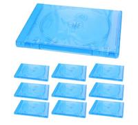 IWOWHERO Lot de 10 Boîtes de Rangement pour Disques CD et DVD, Étuis Rectangulaires Semi-Transparents en Plastique Bleu, Porte-Disque Multi-Usages Compatibles CD/DVD, Solution Compacte