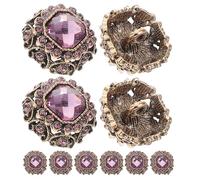 IWOWHERO Lot de 10 Boutons Métalliques Ornés de Strass Violet, Petit Format 17 Mm, pour Manteaux, Pulls et Loisirs Créatifs, Accessoires Couture Fantaisie Élégants et Décoratifs
