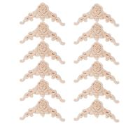 IWOWHERO Lot de 12 Appliques d'angle en Bois Sculpté Non Peint 8X8 CM Décorations pour Meubles Armoires Portes et Lits Incrustations Bois Soi-Même Style Européen