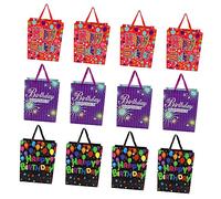 IWOWHERO Lot De 12 D'Anniversaire Fourre-Tout En Papier En Papier D'Anniversaire D'Anniversaire Avec Poignées