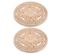 IWOWHERO Lot de 2 Appliques Murales en Bois Sculpté Floral Non Peintes 20X20 CM Décoration Murale Vintage Rustique pour Tête de Lit Meubles et Intérieur Style Ferme