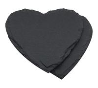 IWOWHERO Lot de 2 Assiettes en Ardoise Noire Forme de Cœur 20 Cm, Plateau à Desserts Multi-usage pour Maison et Hôtel, Design Rustique Chic et Fonction Conservation Aliments