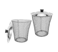 IWOWHERO Lot de 2 Bacs à Compost Souterrain en Métal avec Couvercle, Poubelle Extérieure Ventilée pour Compostage Rapide, Composteur Domestique pour Jardin Cuisine, Résistante