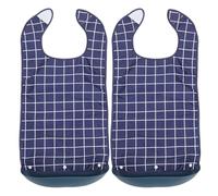IWOWHERO Lot de 2 Bavoirs Imperméables pour Adultes Seniors en Tissu Lavable avec Récupérateur de Miettes Amovible Grands Protège-Vêtements Réutilisables pour Repas à Domicile Ehpad